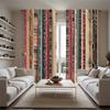 2pcs Bohemian Ethnic Curtains - Semi-Sheer Window Drapes with Rod Pocket   Tribal Stripe patterns in Beige Blue Pink