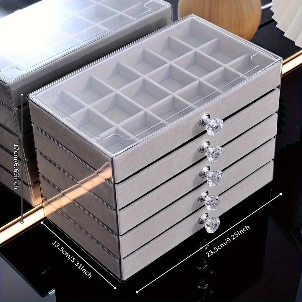 New Transparent Home Desktop 5-Tier Countertop Drawer Jewelry Box Storage Box Earring Storage Box, Jewelry Boxes