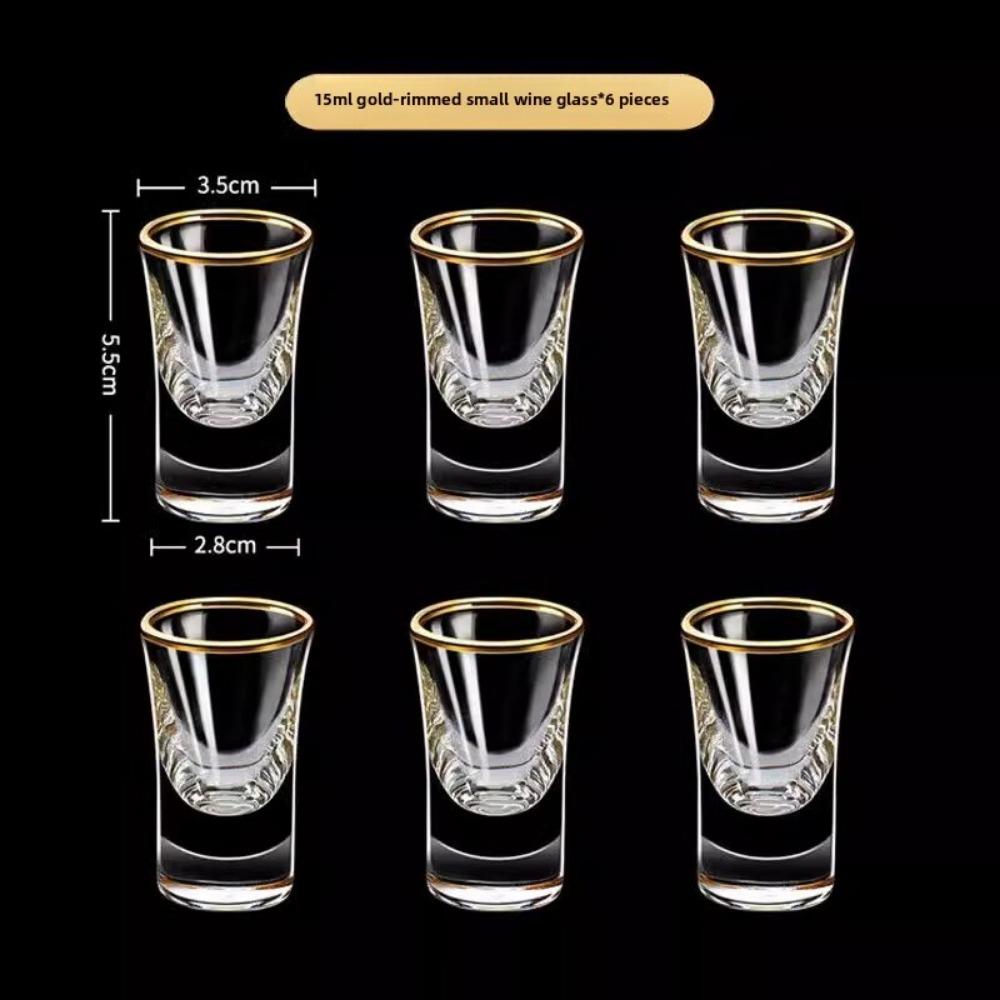 

Набор из 6 х 15 мл стеклянных хрустальных бокалов для виски, украшенных золотой фольгой, бокалы для водки, легко моются, очень подходят для вечеринки, бара, клуба One size