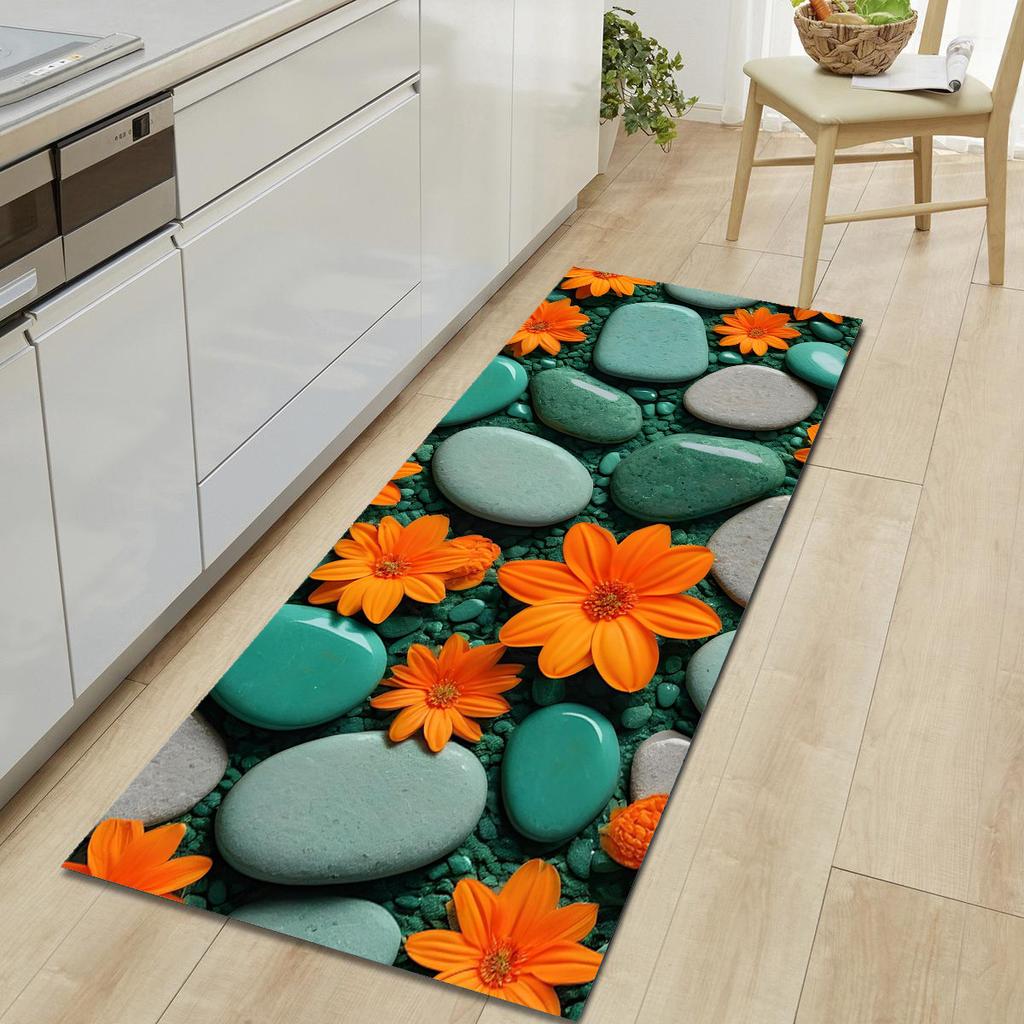 1Pcs Pebble Pattern Floor Mat Modern Kitchen Polyester Rug Non-Slip Colorful Indoor Carpet, For Home Bathroom Bedroom Living Room Decor