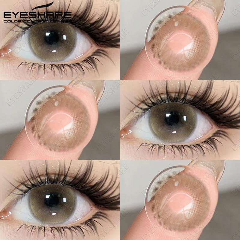 Eyeshare 1 Pair Colored Contact Lenses Brown Eye Contacts Gray Pupils Doll Eye Lenses Makeup Cosmetics Year Use
