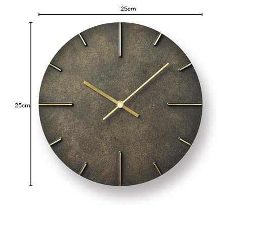 Lemnos Quaint AZ15-06 Black Brass Analog Wall Clock, Black Dyed with Black Spots, 25cm Diameter