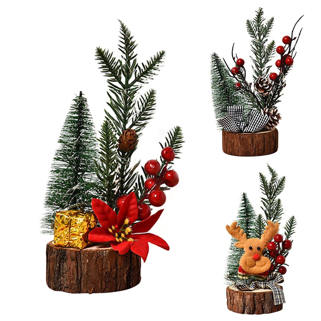 Mini Christmas Tree With LED Light Small Pine Tree Table Xmas Decor Gifts