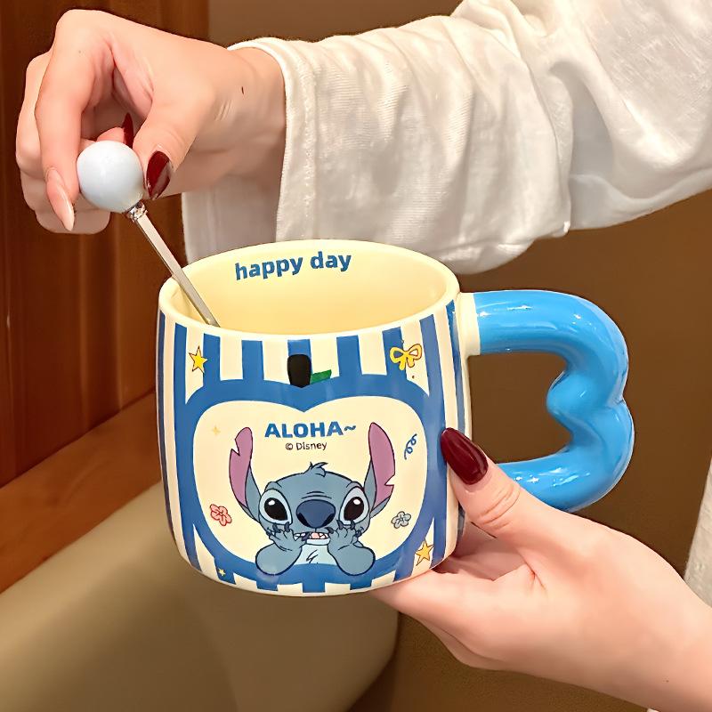 Vysoce hodnotný roztomilý hrnek s Medvídkem Pú pro pár, keramický pohár na vodu, dětský hrnek na mléko a kávu, dárek k narozeninám, dárková krabička