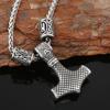 Nordic Viking Stainless Steel Thor's Hammer Odin Rune Pendant Necklace Men's Jewelry