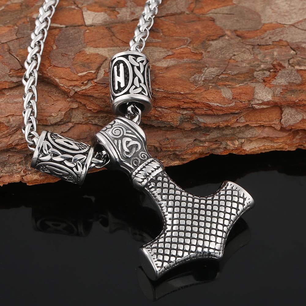 Collier pendentif nordique Viking en acier inoxydable, marteau de Thor Odin Rune, bijoux pour hommes