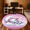1PC Elephant Moon Clouds Round Chair mat Area Rug - Non-Slip, Floor Mat for Office, Bedroom, home decor Christmas Gift c0528022