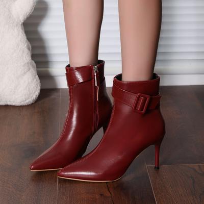 2025 High Quality Shoes for Women Spring and Autumn Women's Boots Solid Color Pointed Toe Zipper High Heels Zapatillas De Mujer