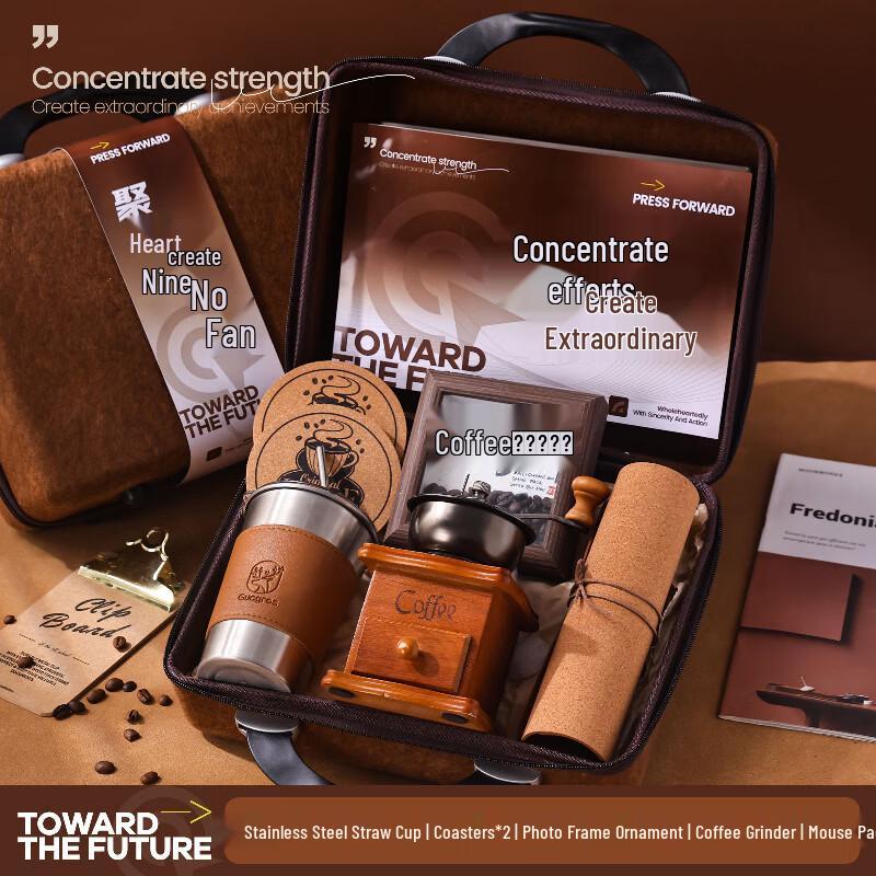 Business Gift Set with Stainless Steel Straw Cup