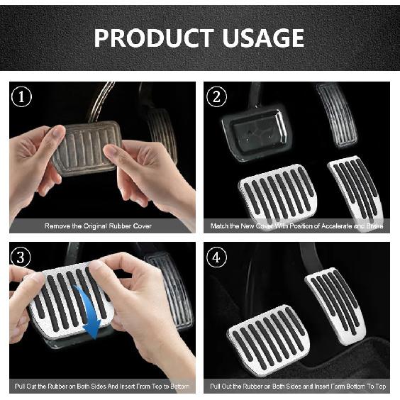 Foot Pedal Pads Set, Auto Aluminum Pedal Covers, Non-Slip Performance Accessories Pedal Covers, Car Accessories Brake & Accelerator Pedal Covers Fits