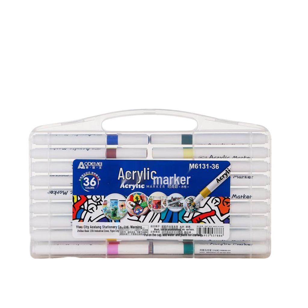 36-Color Acrylic Markers for Primary School Art Projects: Multi-Color Pens for Journaling and Coloring