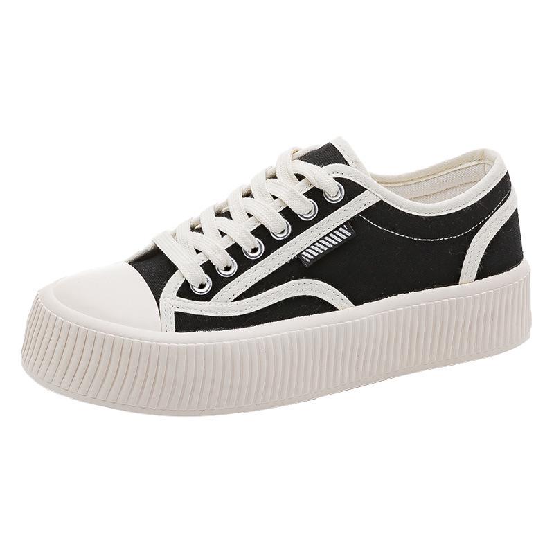 Women's Big-Head Canvas Sneakers: Versatile Thick-Soled White Casual Shoes for Students (2024 New Arrival)