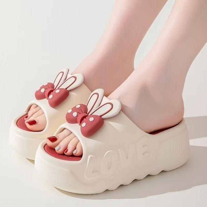 Women s Platform Sandals Stylish Non-slip Soft-soled Beach Shoes Perfect for Summer Wear Bunny Ears Bow 36 розовый 2360₽
