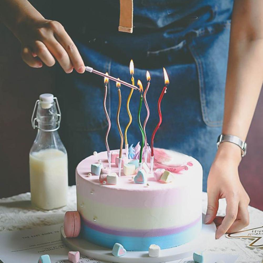 6Pcs/box Cake Candle Colorful Curved Spiral Cake Candle Long Multicolor Colored Curving Cake Candle Kids Birthday Decoration