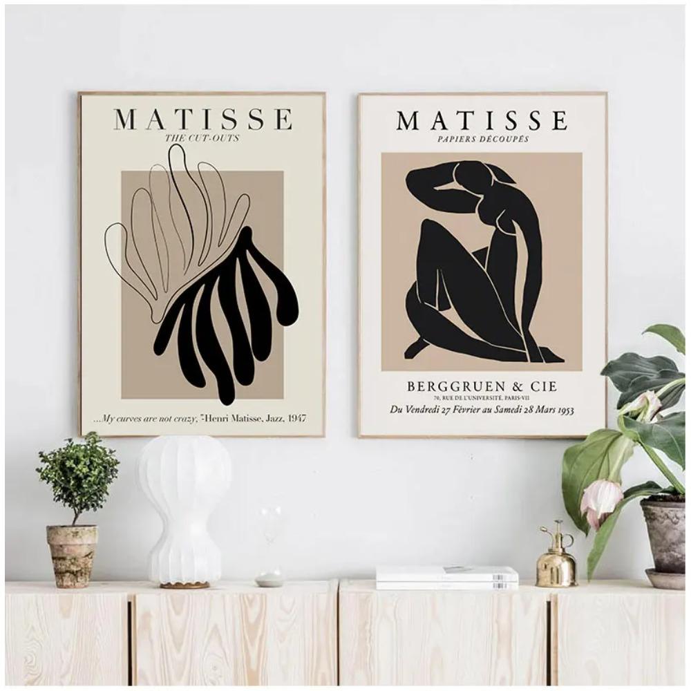 Henri Matisse Peinture Abstraite Illustration Minimale Art Mural Impressions sur Toile Vintage Beige Photos Murales Décoration Intérieure