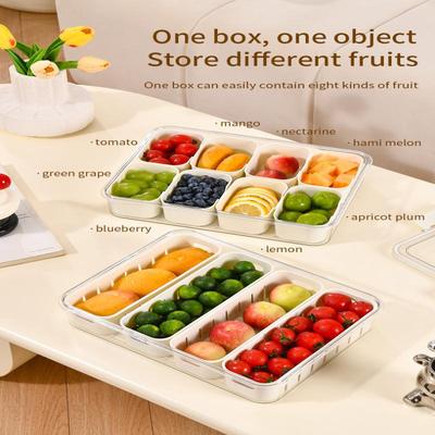 Portable Snack Box Fruit Storage Containers For Fridge Divided Serving Tray With Lid For Travel Picnic Candy Party