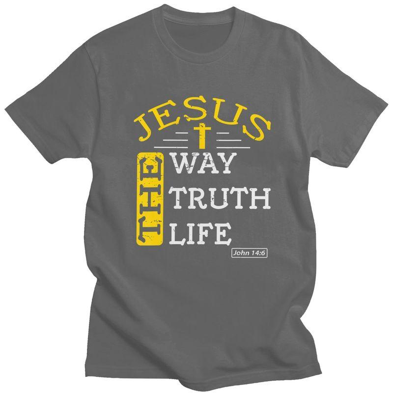 Custom Male Jesus The Way Truth Life T Shirts Short Sleeves Cotton Tshirts Streetwear Tshirt Casual Tees Loose Fit Clothes