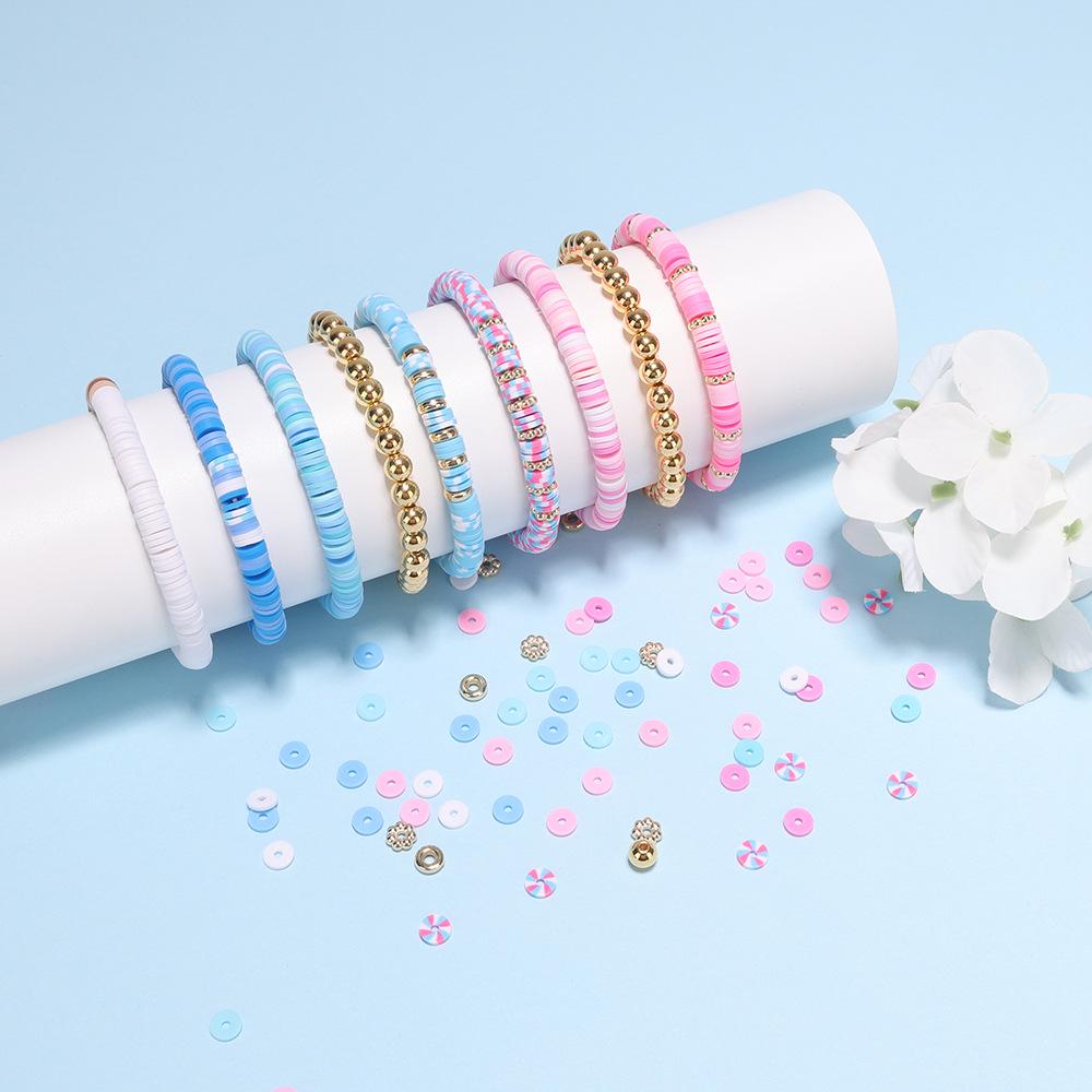 Buntes 6mm Polymer Clay Scheiben Schmuckset - 24-Fächer DIY Perlenarmband & Halskettenzubehör