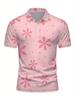 Men's Short-Sleeve Polo Shirt with Lapel Collar & Button Placket - Full-Body Christmas Print Button-Front Suitable for Dates, Beach Vacations, Machine