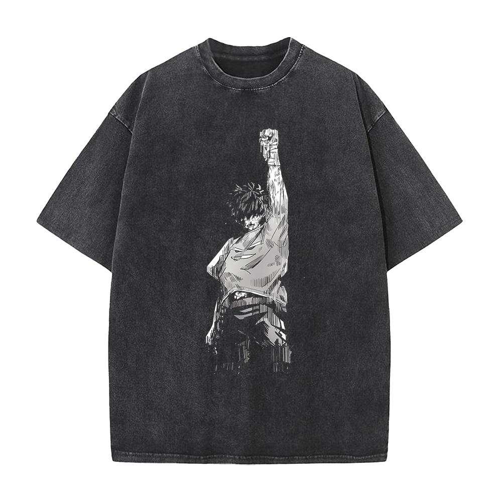 Anime My Hero Academia Midoriya Izuku Graphic T Shirt Men Women Clothing Oversized Tshirt Washed Cotton Tee Harajuku Tshirt