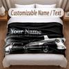Car Racing Theme Soft Blanket Personalized Custom Name Text Print Warm Blanket Home Sofa Bedroom Decor