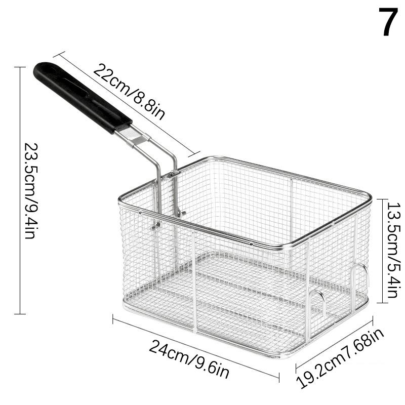 Stainless Steel Fryer Screen French Fries Frame Square Filter Net Encrypt Colander Strainers Shaped Frying Fried Mesh Basket