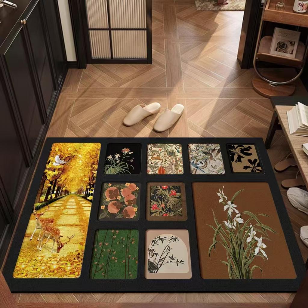 Vintage Light Luxury Floor Mat, Customizable Diatomaceous Earth Quick-Dry Mat, Entrance Door Mat, Bathroom Floor Mat