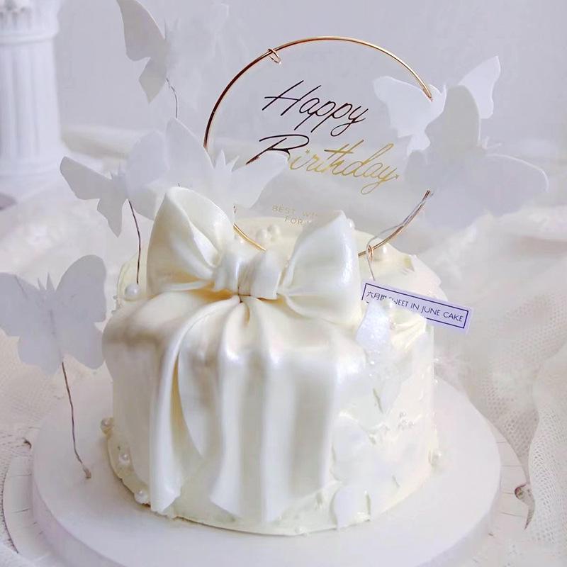 Decorazione Torta Farfalla Bianca con Fiocco e Decorazione Dea in Ferro/Acrilico