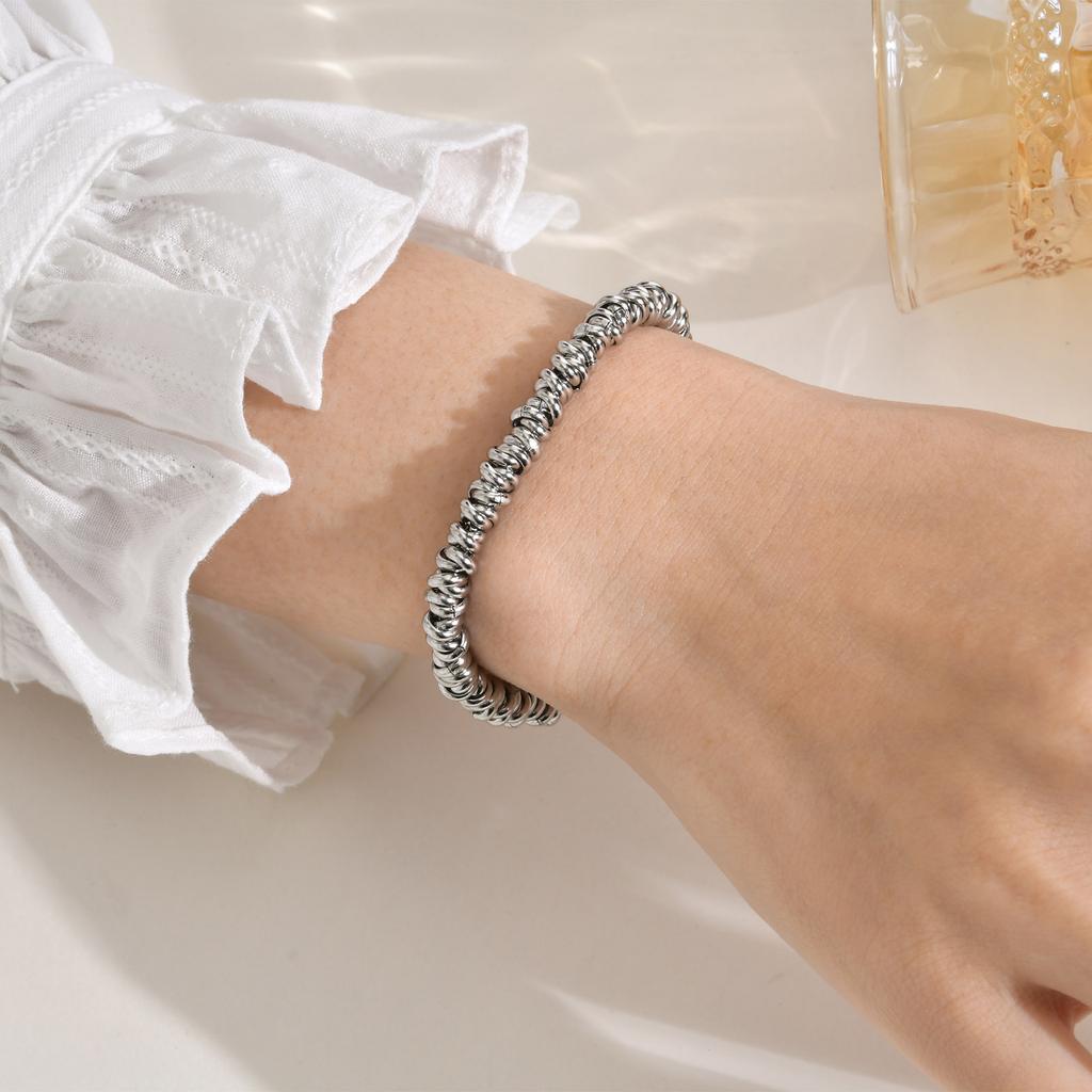 Women's Chic Irregular Twisted Stainless Steel Bracelets, Never Fade Unisex Couple Bracelet Stylish Wristband Jewelry