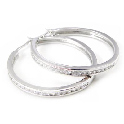 [G9375] - White 'Goddess' Silver Hoop Earrings