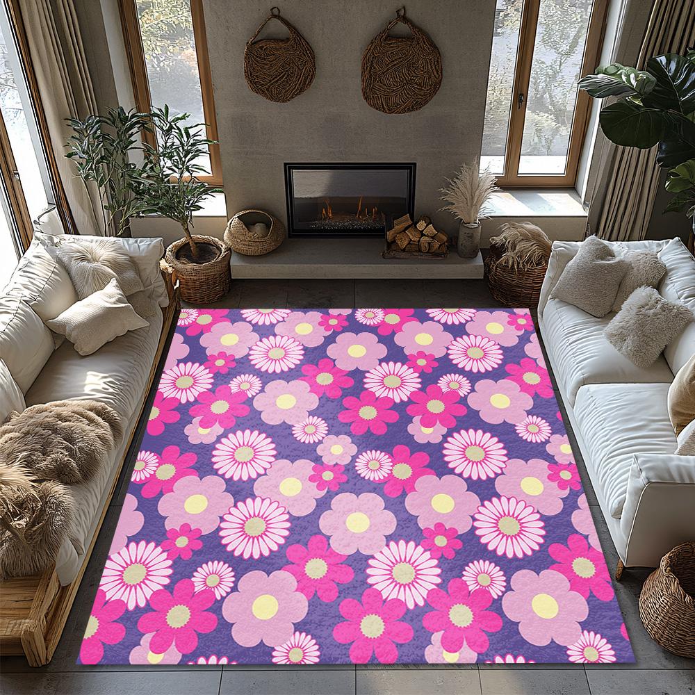 Floral Area Rug Washable Non Slip Soft Carpet Living Room Bedroom Floor Mat Home Decor Throw Rug Modern Abstract Pattern Design