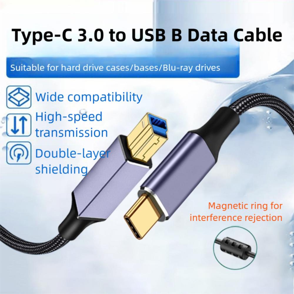 Male To Male Type-C Printer Cable Braided Nylon Scanner Wire for Epson/HP/Canon External Hard Drive
