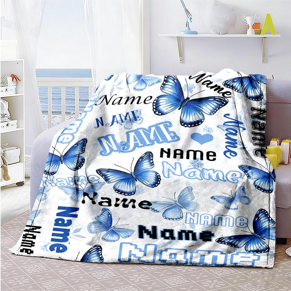 Name Butterfly Personalized Name Blanket Throw Personalized Blanket Comfortable Throw For Office Bed Seaside Sofa Four Seasons Multipurpose