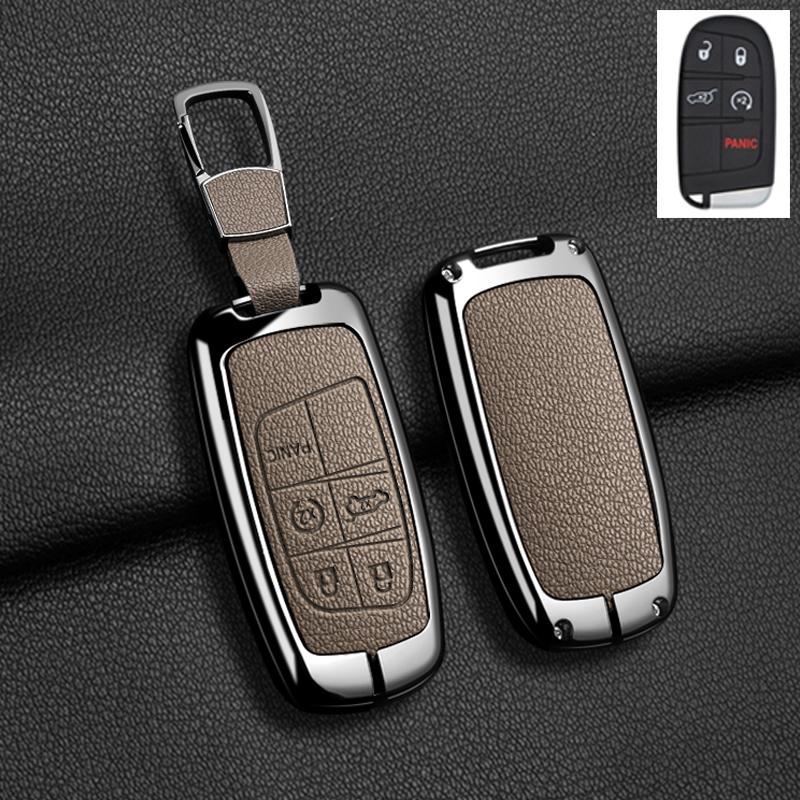 Housse Porte-Clés en Alliage de Zinc Automatique Adaptée Pour Jeep Grand Cherokee Wk2 Kl Wrangler Jk Jl Mp Patriot Renegade Commander Compass 4 5 Boutons Porte-Clés
