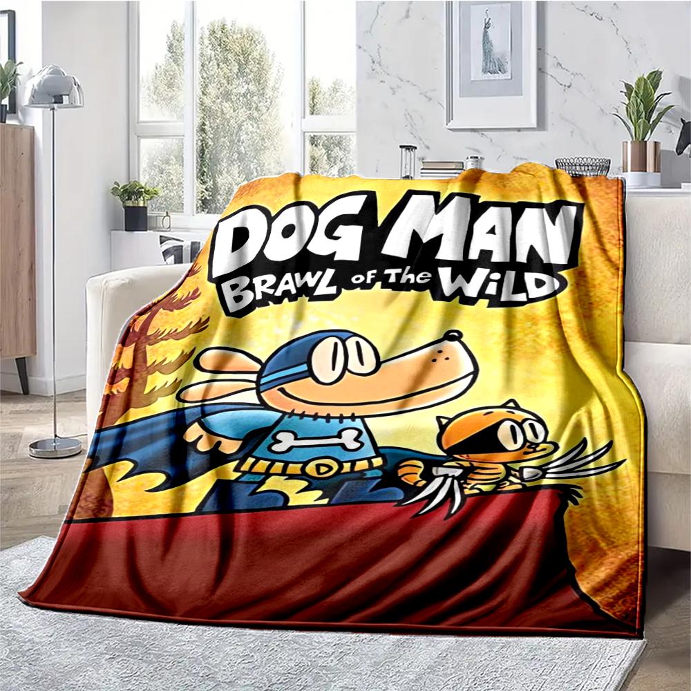 Dog Man Theme Printed Blanket - Perfect for Couch, Bed, Travel & Outdoor Use | Machine Washable, Cozy & Durable.