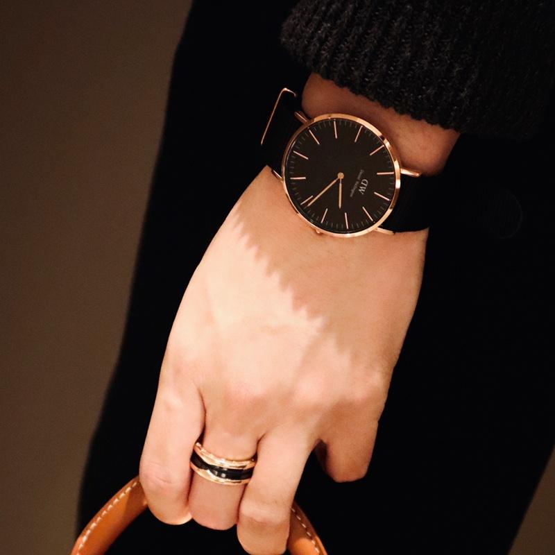 DANIEL WELLINGTON European and American Watches Watch Quartz Movement Nylon Strap Black Dial Men's Watch Men's Watch High-end Light Luxury DW00100148