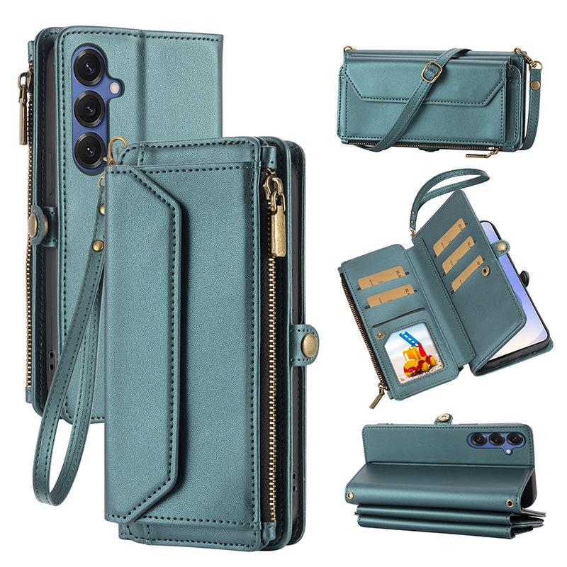 Multifunctional Leather Case Zipper Wallet Card Case Leather Case Flip Samsung iPhone Case