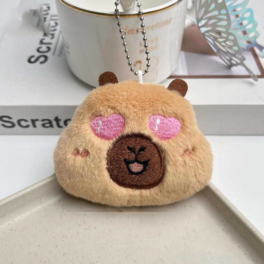 Squinting Capybara Plush Keychain Blinking Heart Capybara Key Ring Runny Nose Stuffed Doll Cartoon Animal Pendant Daily