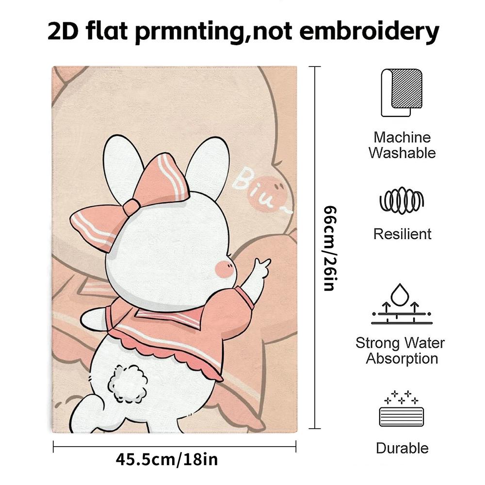 Pink Bow Bunny Biu Print Towel, Quick Dry Absorbent Soft Shower Towel