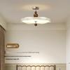 Pre-owned Wabi-sabi Pendant Light: Walnut Wood Grain UFO with French Cream Tone for Master Bedroom