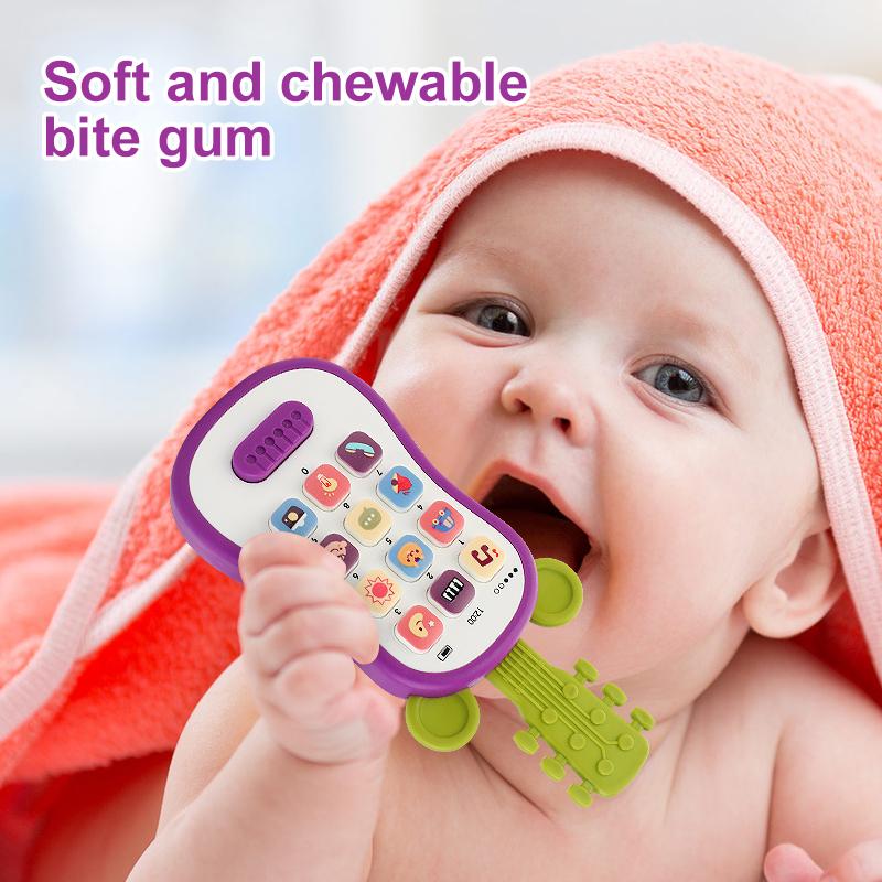 Dětské hračky pro rané vzdělávání Kytarový telefon Zvukové hračky Dětský multifunkční hudební telefon Analogový telefon Stroj na vyprávění pro děti