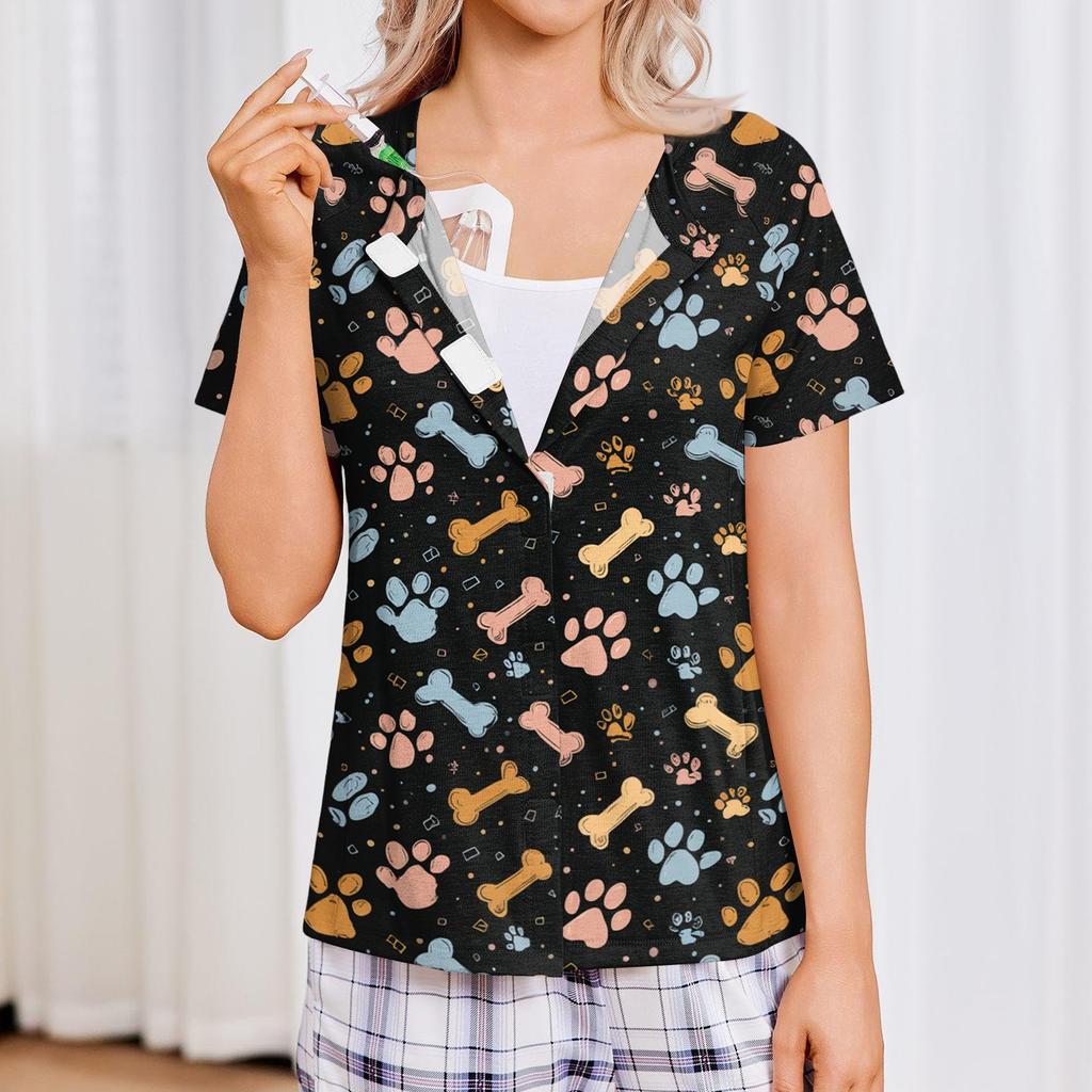 Women Post Surgery Shirt Short Sleeve Four Pocket Top Lightweight Breathable Comfortable Medical Recovery Clothing