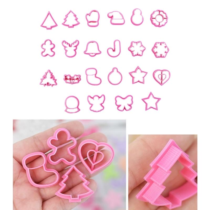 22 PCS Christmas Cookie Cutters Biscuit Cutter Multi Shapes Cookie Moulds PP Material Biscuit Mold Baking Accessories