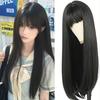 Fashion 26-inch Synthetic Wig - Black Long Straight Hair - Halloween Cosplay Hair - Daily Wig - High-temperature Hair Accessory