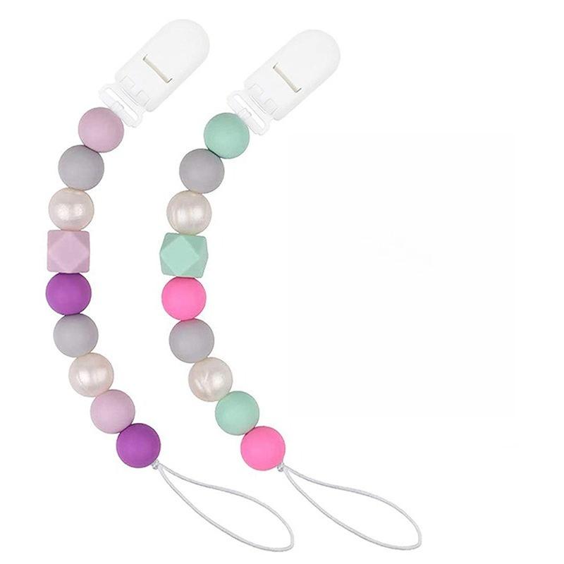 2pcs Colorful Silicone Beaded DIY Craft Kit: Key Bag Chain, Necklace Lanyard Jewelry Making Accessories for Christmas Gift