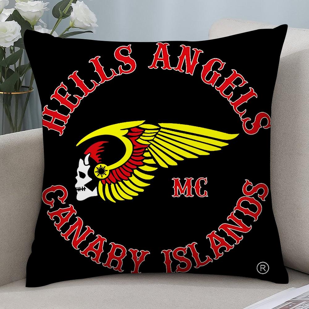 

Подушка Мото H-Hells Angels Наволочка Короткий Плюш Диван Декоративний Подарунок Дім Двосторонній Друк Подушка 20x20in 50x50cm