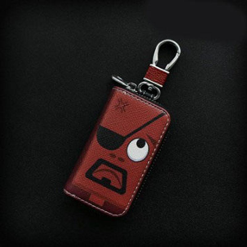 Cute Cartoon Key Bag Men Women PU Leather Key Holder for Car Metal Key Chain Creative Mini Zip Coin Purse Car Key Case Cover