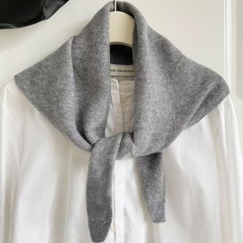 Korean Style Wool Knitted Triangular Scarf Women Headscarf Knitted Scarf Multi-Functional Warm Knitted Scarf