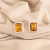 Citrine Gemstone 925 Stamped Silver Jewelry Zircon Earrings 0.57" For Women Gift CZE-6-2