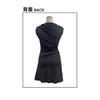 2026 Womens Elegant Metal Buckle Pleated Slim Fit Bodycon Midi Dress